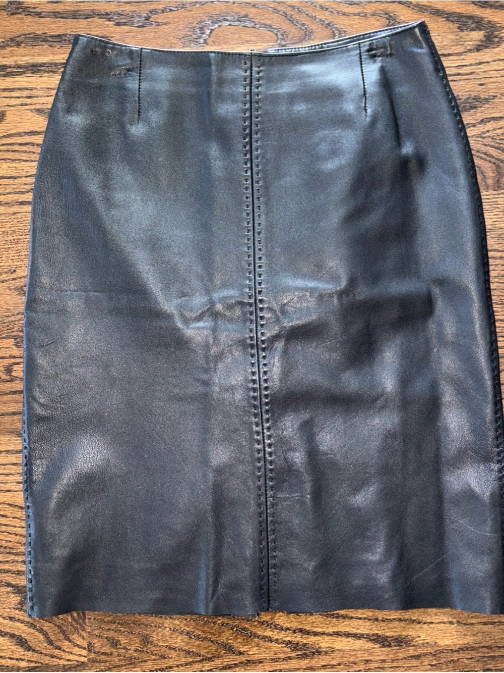 Casual Corner Black Leather Pencil Skirt Size 6